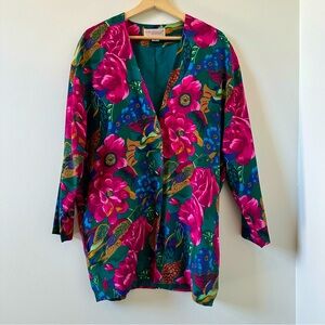 Adam Douglas Adrianna Papell 100% Silk jacket Size Medium Made in Hong Kong